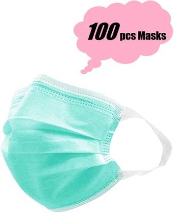 VOISH Super Breathable Face Mask with Adjustable Ear Loop For Men & Women LARGAVIDA 3 Ply GREEN Surgical Comfort Face Mask with Most Comfortable Broad Elastic Ear Loop & with Nose pin 3 Layered Protection ( GREEN FREE SIZE ) ( PACK OF 100 ) Surgical Mask Surgical Mask