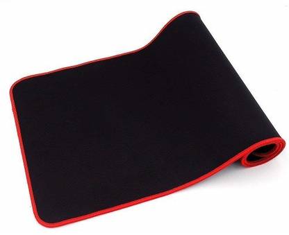 Nsinc Long Mouse Pad with Nonslip Base, Thick, Comfy, Waterproof & Foldable Mat for Desktop, Laptop, Keyboard, Consoles & More,(Black/Red Border) Mousepad