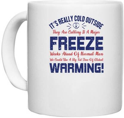 UDNAG White Ceramic Coffee / Tea 'Freez warming | Donalt Trump' Perfect for Gifting [330ml] Ceramic Coffee Mug