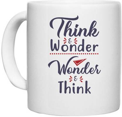 UDNAG White Ceramic Coffee / Tea 'Think wonder | Dr. Seuss' Perfect for Gifting [330ml] Ceramic Coffee Mug