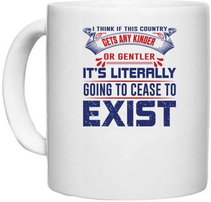 UDNAG White Ceramic Coffee / Tea 'Exist | Donalt Trump' Perfect for Gifting [330ml] Ceramic Coffee Mug