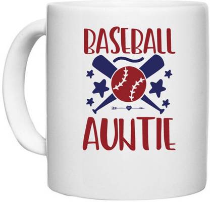 UDNAG White Ceramic Coffee / Tea 'Baseball | Baseball auntie' Perfect for Gifting [330ml] Ceramic Coffee Mug