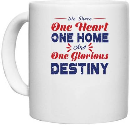 UDNAG White Ceramic Coffee / Tea 'One heart one home destiny | Donalt Trump' Perfect for Gifting [330ml] Ceramic Coffee Mug