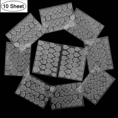 LikeUp Imported Beast Quality Strong Adhesive Nail Tabs for Artificial Nails/False Nail Tips Extension Tools (Transparent) - Pack of 10 Sheets (240 tips per sheet)