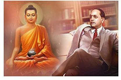 Dharvika Innovations Ambedkar Buddha Painting Sparkle Coated Self Adhesive Wallpaper Without Frame Digital Reprint 24 inch x 36 inch Painting Digital Reprint 36 inch x 24 inch Painting