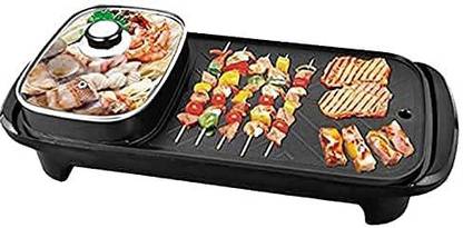 GOLKIPAR Electric Baking Pan 2 in 1 Hot Pot Grill, Hot Pot BBQ Frying Pan Non-Stick with Temperature Adjustments For Household kitchen Tools Indoor Outdoor (Black,1350 W) NA Pan 0 cm diameter with Lid 0 L capacity