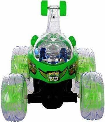 TOMZEE TOYS Stunt Car Dancing Car with 3D Light and Music 360 Degree Run and Jump Remote Control Car B10 360 Degrees Rotating Front Axle Spinning Wheels