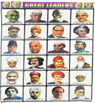 AFH 22 cm Great Leaders Project Chart Sticker Pack of 2 Educational Sticker Chart Self Adhesive Sticker