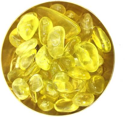 Plus Value Lemon Quartz Tumbled Stone in bronze bowl – Healing & Vastu Crystals Regular Asymmetrical Crystal Pebbles