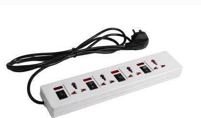 Arcon 4 MULTI PURPOSE PLUG POINT UNIVERSAL SOCKET STRIP , 4 INDIVIDUAL LED INDICATOR WITH 4 INDIVIDUAL SWITCH & 2 METRE CHORD- 6 AMP,HEAVY DUTY 3 PIN PLUG,FUSE FOR SHORT CIRCUIT PROTECTION (WHITE) 4  Socket Extension Boards