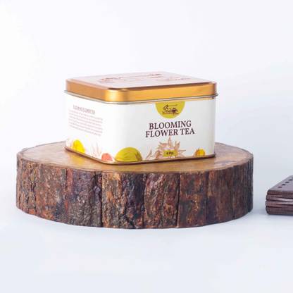 The Indian Chai Blooming Flower Tea 4pcs with Jasmine, Chrysanthemum and Globe Amaranth Flowers Blooming Tea Tin