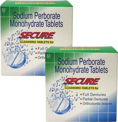 SECURE Denture Cleansing Tablets for Full Dentures, Partial Dentures and Orthodontics braces Toothpaste
