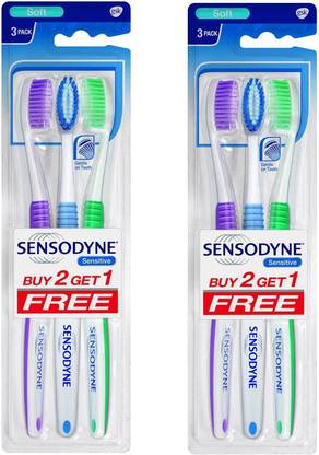 SENSODYNE Sensitive Soft Toothbrush - Pack of 2 x 3 Soft Toothbrush