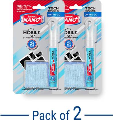 Luxor Nano On-The-Go Mobile Disinfectant Cleaner-24 hour protection | Active Nano Technology | Aqua fresh | pack of 2(2*10ml)