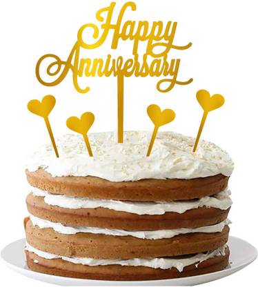 svm craft SVM CRAFT Happy Anniversary Cake Topper, Gold Glitter Acrylic 10th 30th 50th Wedding Anniversary/Birthday Party Cake Decorations Happy Birthday,Wedding Anniversary, Graduation,Retirement Cheers Party Decoration Cake Topper