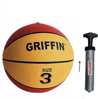 GRIFFIN Rubber Basketball Ball Indoor/Outdoor Kids Basketball Size 3 With Air Pump Basketball - Size: 3