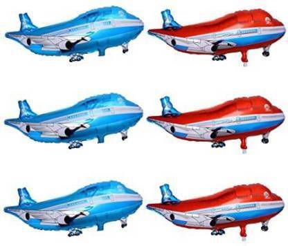 decokart Printed 6 aeroplane foil balloon.pack of 6 Balloon