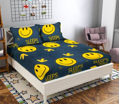 Crafteal 200 TC Microfiber Double Self Design Flat Bedsheet