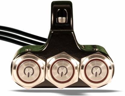 Miwings 12V Triple Switch CNC Cut Motorcycle Handlebar Switch with 2 ON/Off Button & 1 Push Switch 3 A Three Way Electrical Switch Bike Handlebar Weights