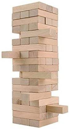 TechBlaze Tumbling Tower Game, Stacking Timber with Dice, 48 PCS Wooden Block Building Game for Increasing Learning Abilities ,Jenga Block Game for Kids Adults Family