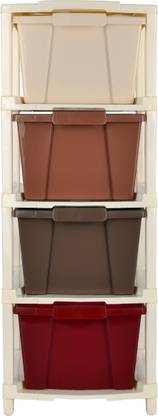 Joyful Studio 4 XLPlastic Modular Drawer System, Multi Colour(31cmx39cmx80.9 cm, Multicolour) Plastic Free Standing Cabinet