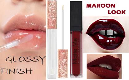 ADJD matte long lasting maroon lipstick with glossy finish lip gloss