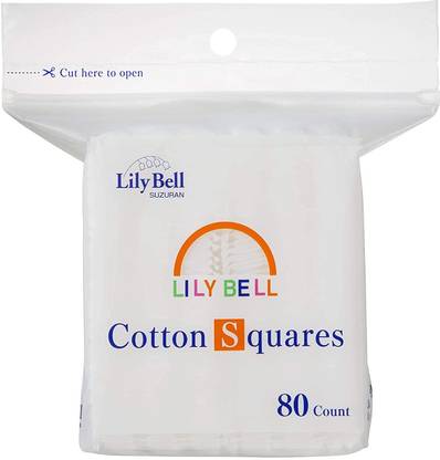 Origami Lily Bell Facial Cotton Pads – 80 Squares - Made of 100% Pure Ultra Soft Cotton, for Make up and Toner application