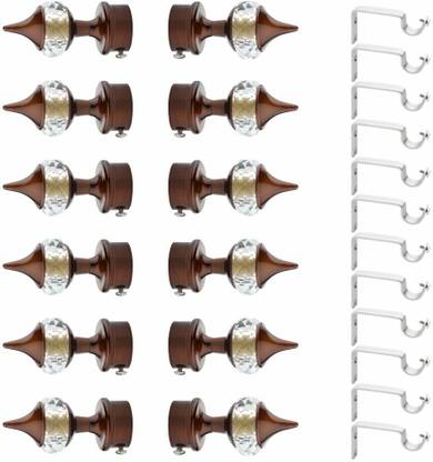 GLOXY Maroon Rod Rail Bracket, Curtain Knobs, Curtain Hooks, Curtain Rods Metal