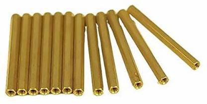 jivith M3 X 50mm Female to Female Brass Hex Threaded Pillar Standoff Spacer- 10 Pcs Electronic Components Electronic Hobby Kit