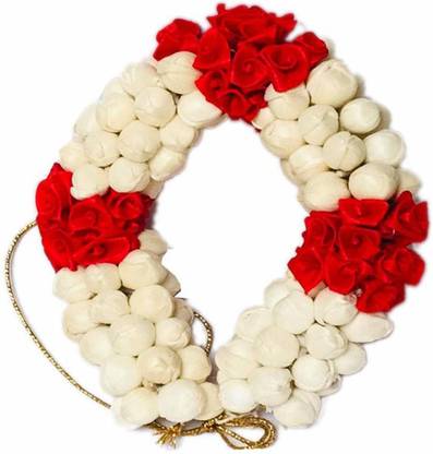 SP GLOBAL Gajra (Pack of 1) Mogra Fragrance Artificial Hair Juda Gajra Hair Accessory Set(White,Maroon,Gold) Hair Accessory Set Bun