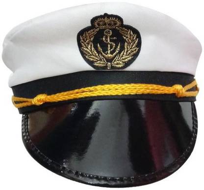 BookMyCostume Buy White Navy Air Force Pilot Officer Cap Accessory for Boys and Men
