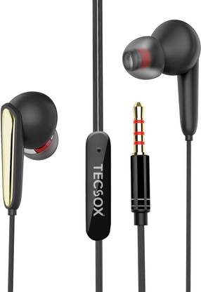 TecSox BassBuds Earphones with Mic|High BASS 12mm Powerful Driver,3.5mm Wired