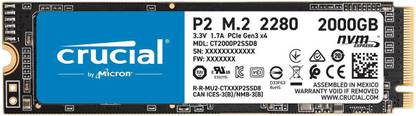 Crucial CT2000P2SSD8 2 TB Desktop, Laptop, Servers Black M.2 Internal Solid State Drive (SSD) (CT2000P2SSD8)