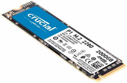Crucial P1 M.2 NVMe 2 TB Desktop, Laptop, Servers Black M.2 Internal Solid State Drive (SSD) (CT2000P1SSD8)