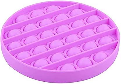 Kreya Enterprise Push pop Bubble figit Sensory Toys, Silicon Satisfying Relaxing Toys, Simple dimple Fidget Toys for Kids Girls Boys Adults - Round Purple with Fidget Spinner