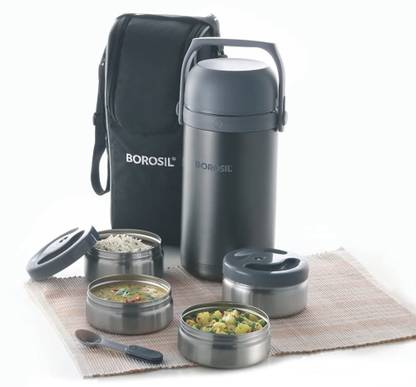 BOROSIL Hot-N-Fresh Stainless Steel Insulated Set of 4 Containers Lunch Box
