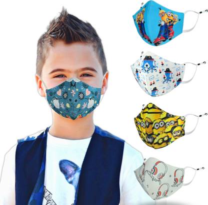 SUBHUSHA SUPER SAFETY 3 Layer Cotton Digital printed kids mask combo pack Reusable Washable Breathable Skin Friendly Soft Cotton Fabric Face Mask with Adjustable Ear loops for Boys Girls Children Babies (Anti Pollution Mask , Anti Viral Mask , Anti Bacterial Mask ) (School Mask , Outdoor Mask , Kids Party Mask) (Child Mask , Kids Mask 3 years, Kids Mask 4 years , kids Mask 5 years , kids mask 6 years , kids mask 7 years , kids mask 8 years , kids mask 9 years , kids mask 10 years up to 14 yrs ) DP-05 Digital Print kids Mask Reusable, Washable Cloth Mask