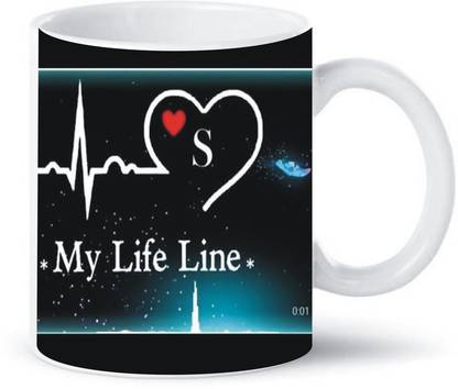 AD Gifts My Life Line S" Printed Coffee and Tea Ceramic | Gift for Birthday Kids | Gift for Girlfriend Friends, Kids, Brother, beautiful Ceramic Coffee (325 ml) Ceramic Coffee Mug