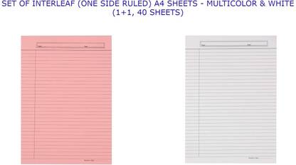 Amanya Combo of Thick Interleaf (One Side Ruled) A4 Sheets (Multicolor, White) (40 sheets) Interleaf A4 130 gsm Multipurpose Paper