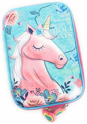 एम्प क्रिएशंस Unicorn Hard Canvas Pencil Case, Pen & Pencil Pouch Case, Stationery Pouch कलरफुल और क्रिएटिव आर्ट EVA पेंसिल बॉक्स