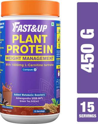 FAST&UP Plant Protein with Fat Burner for Weight Loss - 24g Vegan Protein + Carnitine Plant-Based Protein