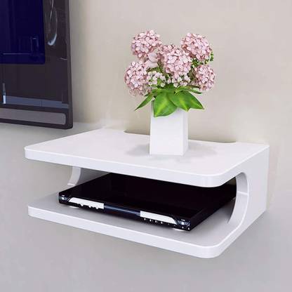 Levasto Set-up Box Stand for Dish TV/Tata Sky/Videocon D2h/ Relience & other Local Set-up Boxes With Round Corner MDF (Medium Density Fiber) Wall Shelf