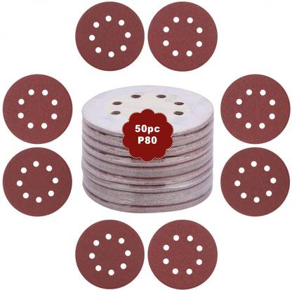 Inditrust 50 Pcs Sand Papper Size P80 Round Sand Paper velcro disc Emery Sandpaper