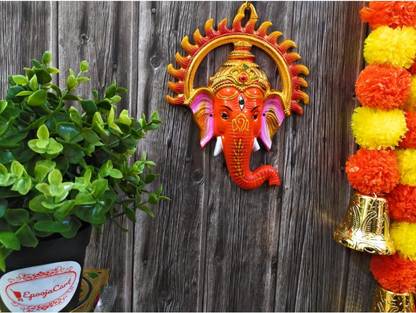 Epoojacart Ganesh Face- Ganesha Face- Ganeshan Face- Hanging Ganesh Face Decorative Showpiece  -  15.2 cm