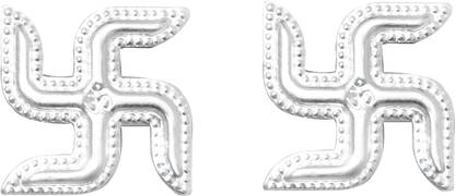 KMJ Pure Silver(chandi) Swastik/Sathiya for Pooja Temple (wt. 3 grams) Decorative Showpiece  -  0.2 cm