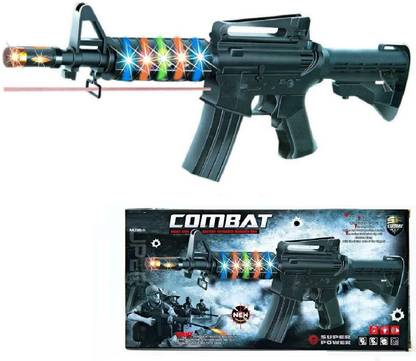 HALO NATION Light and Sound Musical PUBG Machine Gun Toy with Vibration and Laser Projection AK47 M4 Toy Gun for Boys - Machine Gun with Revolving Lights M416 Combat Gun Guns & Darts