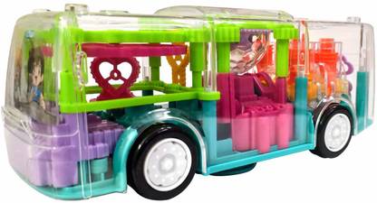 N2J2 SHOP Transparent Concept Racing Bus with 3D Light & Sound Effects 360 Degrees Rotating Bus for Boys Girls Kids(Multicolor)