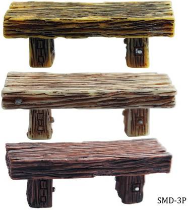 EVEREST Miniature Wooden Bench Model Accessories (6x2x2 cm) (Pack of 3Pcs)…