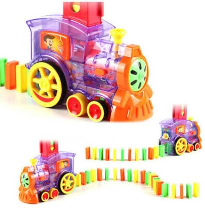 EVURAAJ ENTERPRISE 60 Pcs Domino Train Toy Set, Domino Rally Train Model with Lights and Sounds Construction and Stacking Toys, Stackers Game Creative Gifts (Multicolor)