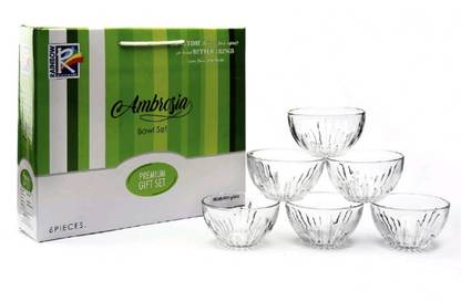 Pearl international Glass Serving Bowl Set of 6 bowls set Purpose- gift pack, home Dining, serving snacks, dry fruits ,fruits & pudding